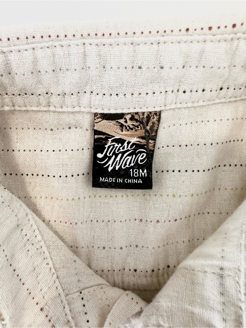 First Wave Cream Short Sleeve Button-Down Shirt - Picture 3 of 3
